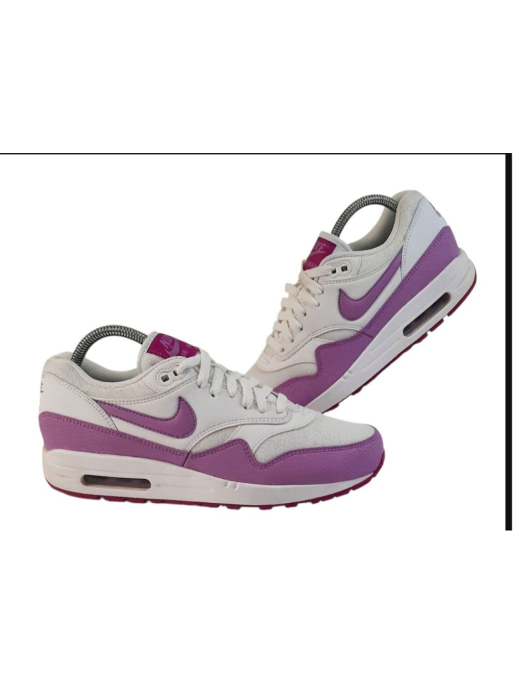 Nike Air Max 1 Essential White/Fuchsia Glow-Fuchsia Flash 599820-116 Wms sz 8.5 - Picture 3 of 6